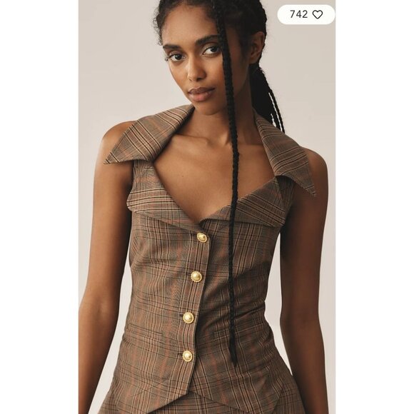 Maeve Tops - NWT Maeve Plaid Collared Vest-sz Small